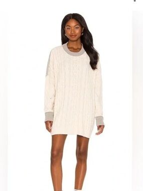 Free People Olympia Cable-Knit Oversized Colorblock Sweater Tunic Size S